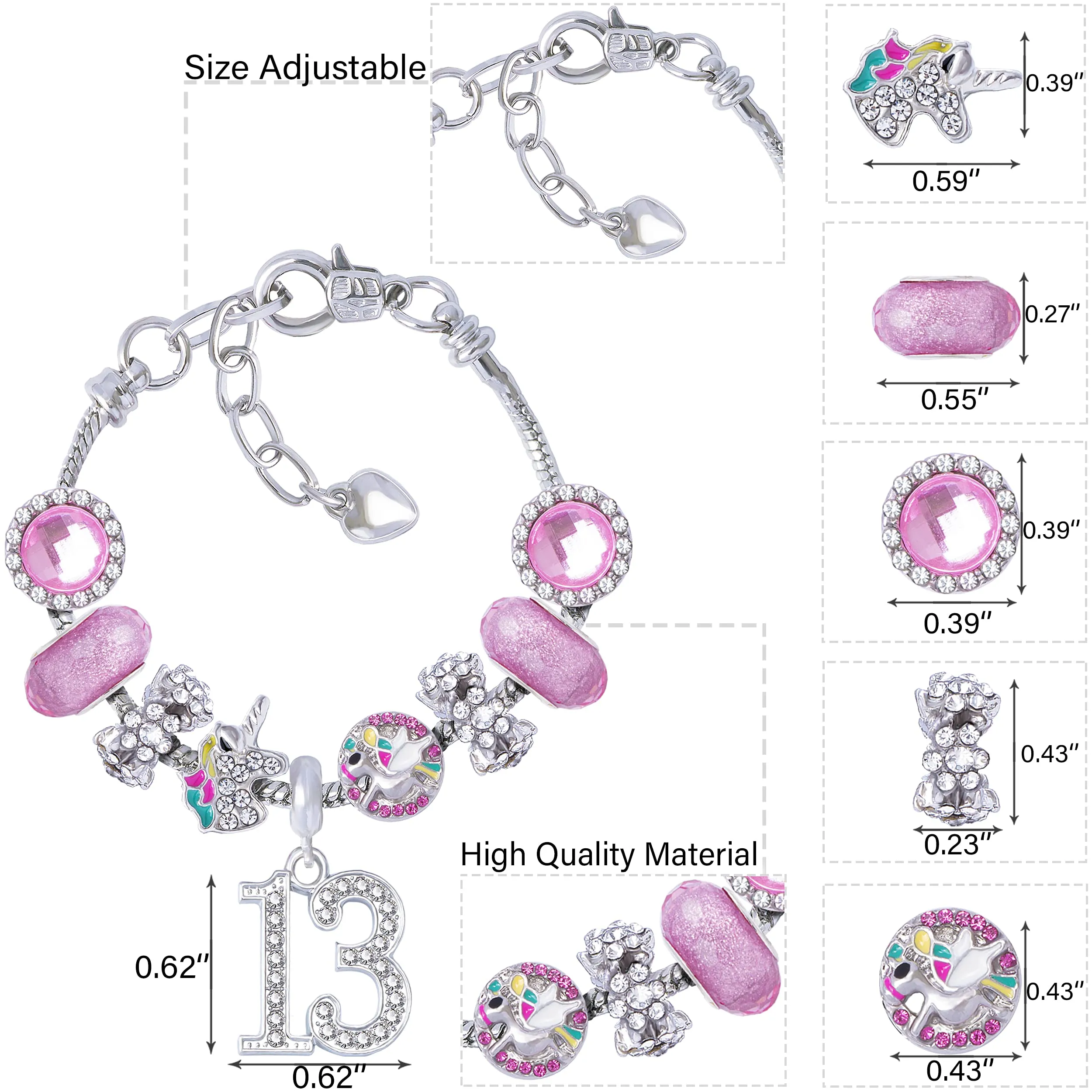 13th Birthday,13th Birthday Gifts for Girls,13 Years Old Birthday Bracelet,13th Birthday