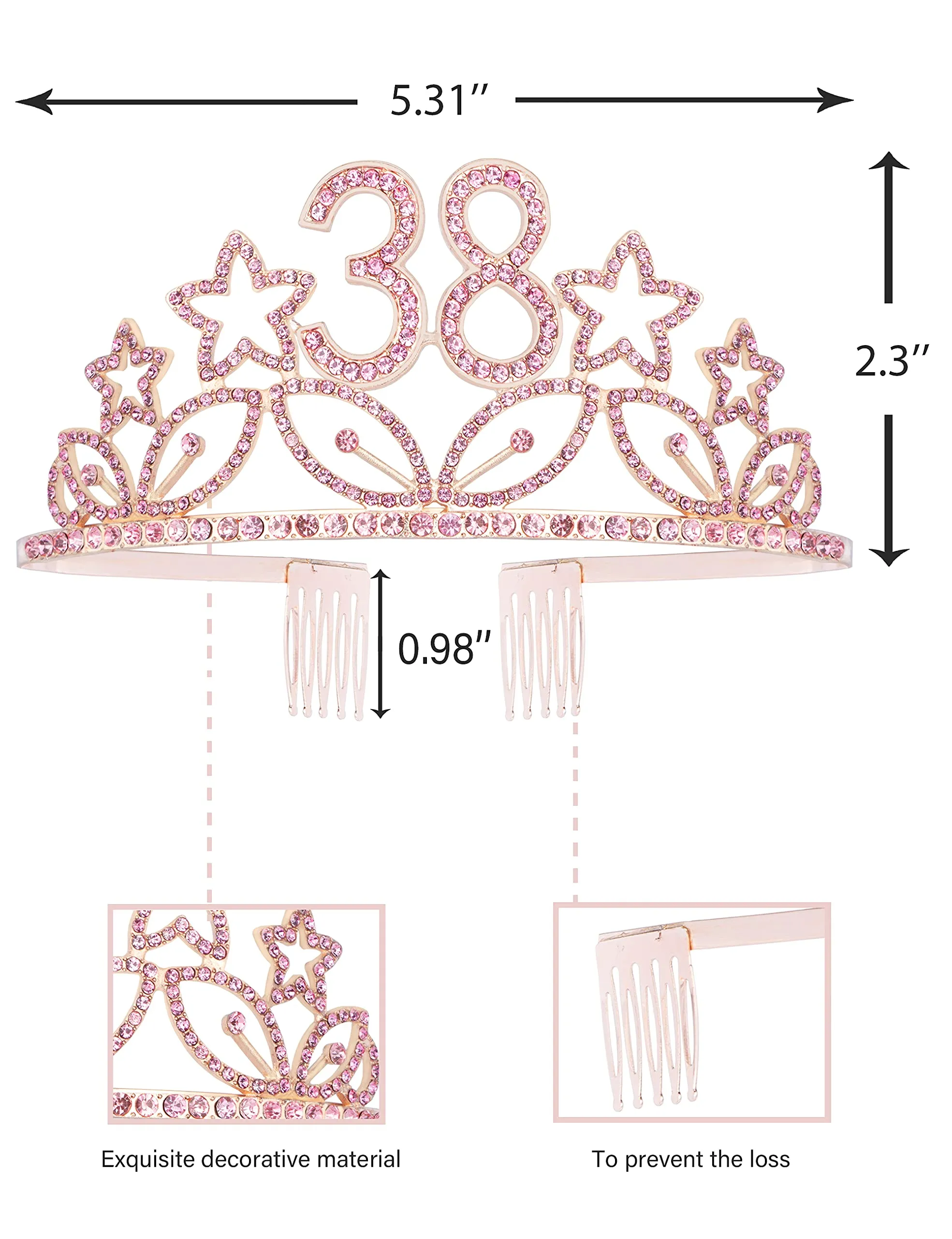 38th Birthday Gifts for Women, 38th Birthday Crown and Sash for Women, 38th Birthday