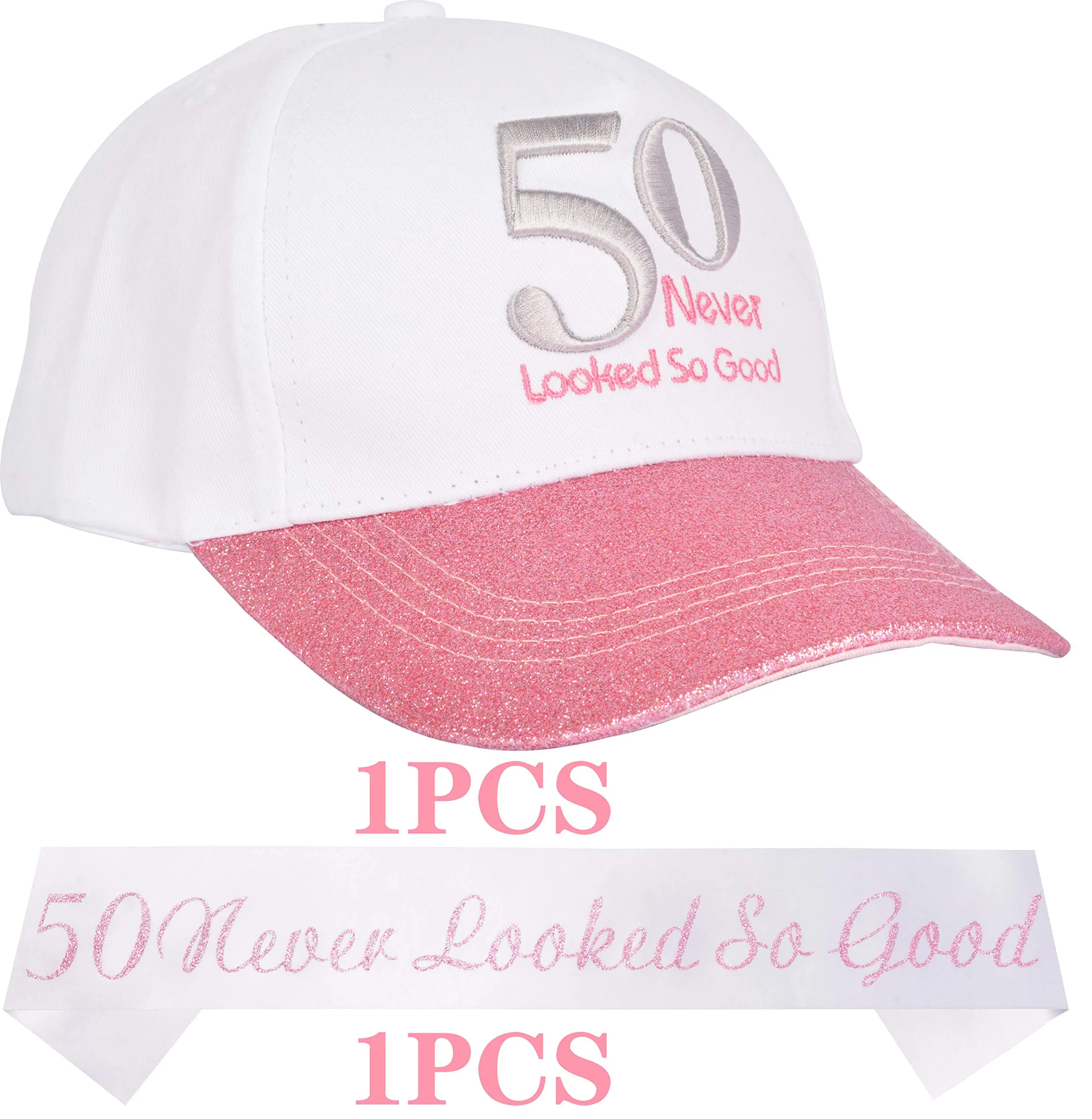 50th Birthday Gifts for Women, 50th Birthday Sash and Hat for Women, 50th Birthday