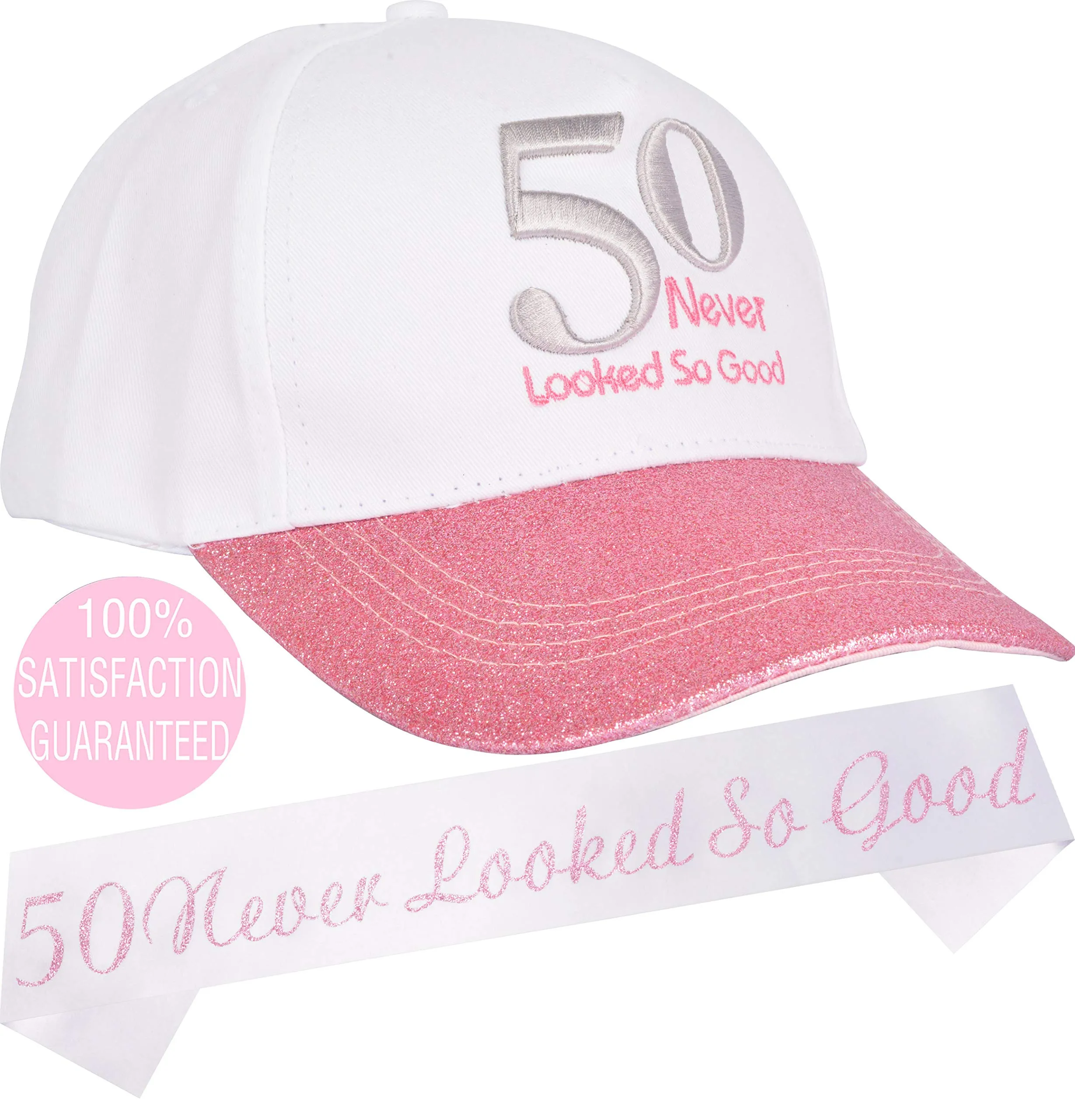 50th Birthday Gifts for Women, 50th Birthday Sash and Hat for Women, 50th Birthday