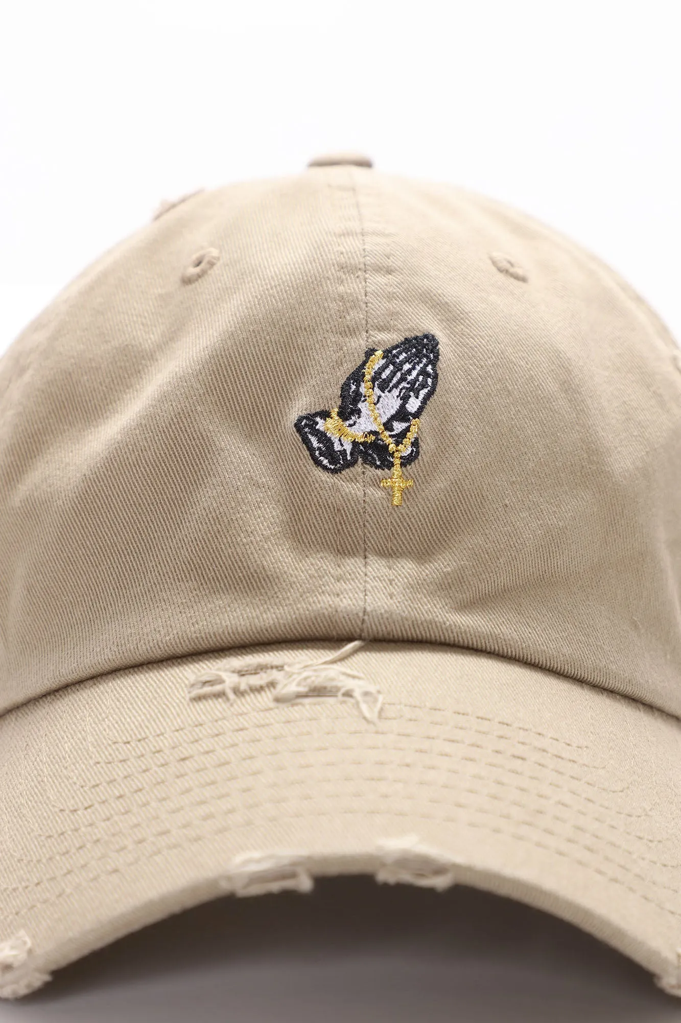 Bless Up Distressed Dad Hat - Khaki