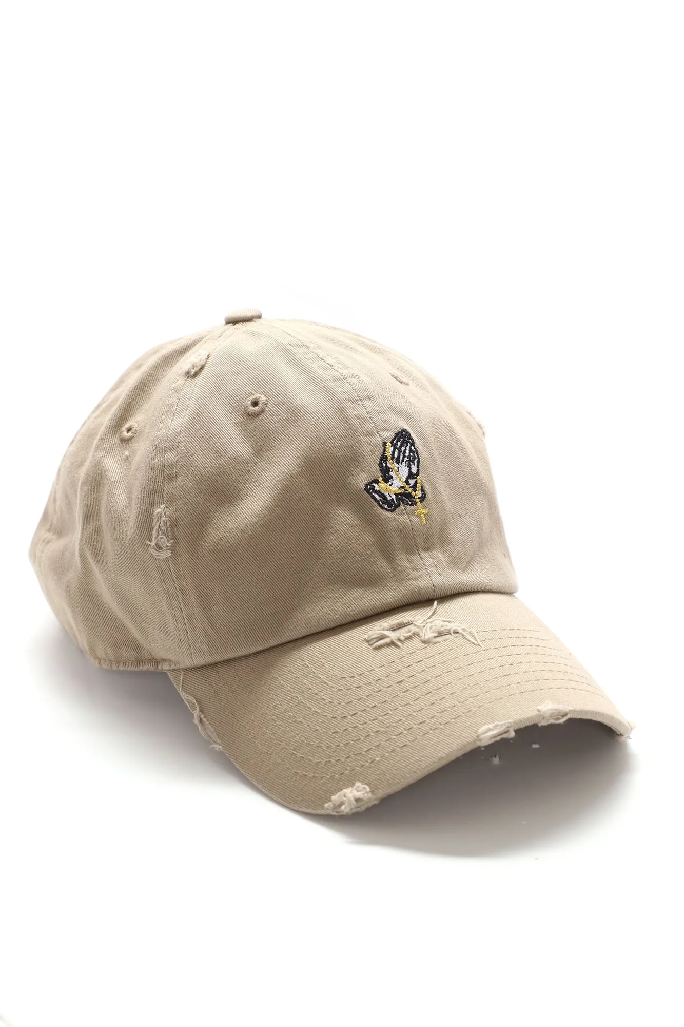 Bless Up Distressed Dad Hat - Khaki