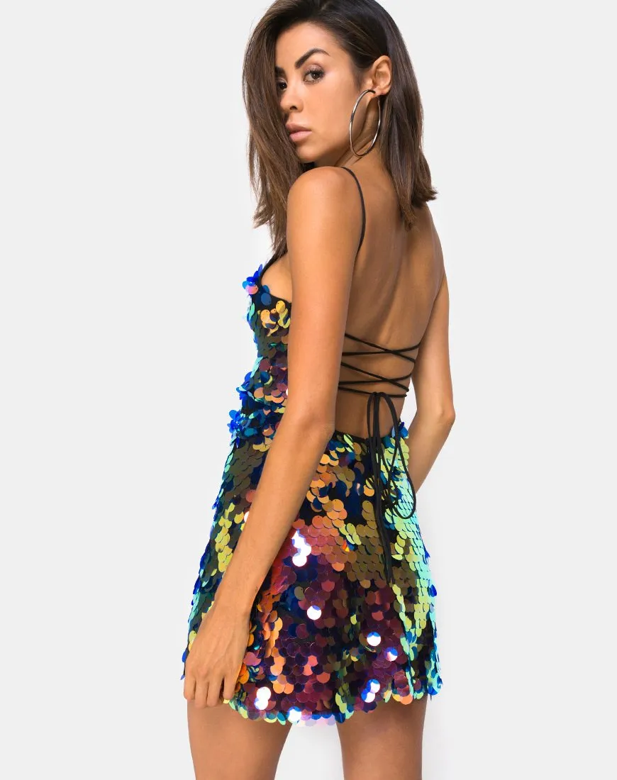 Corzoe Dress in Dragon Fruit Sequin