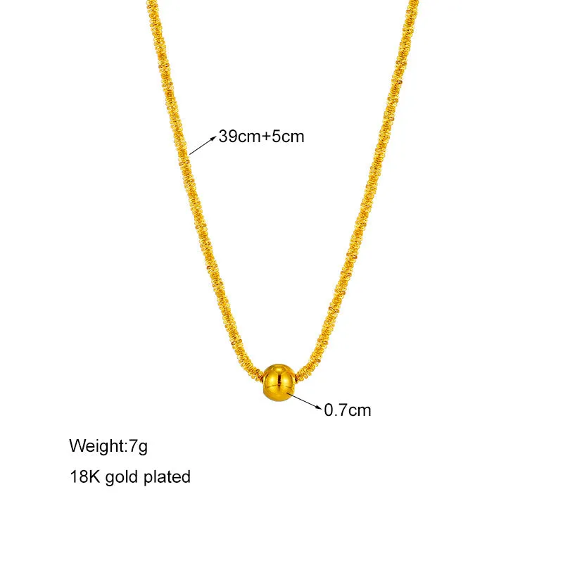 Fashionable metal titanium steel round bead thread wave collarbone chain versatile and minimalist necklace