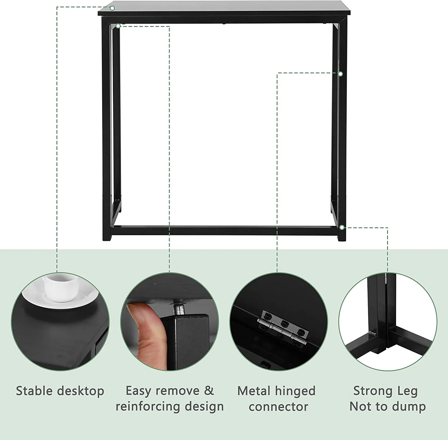 Folding Desk No-Assembly Small Computer Table Sturdy for Home Office Work