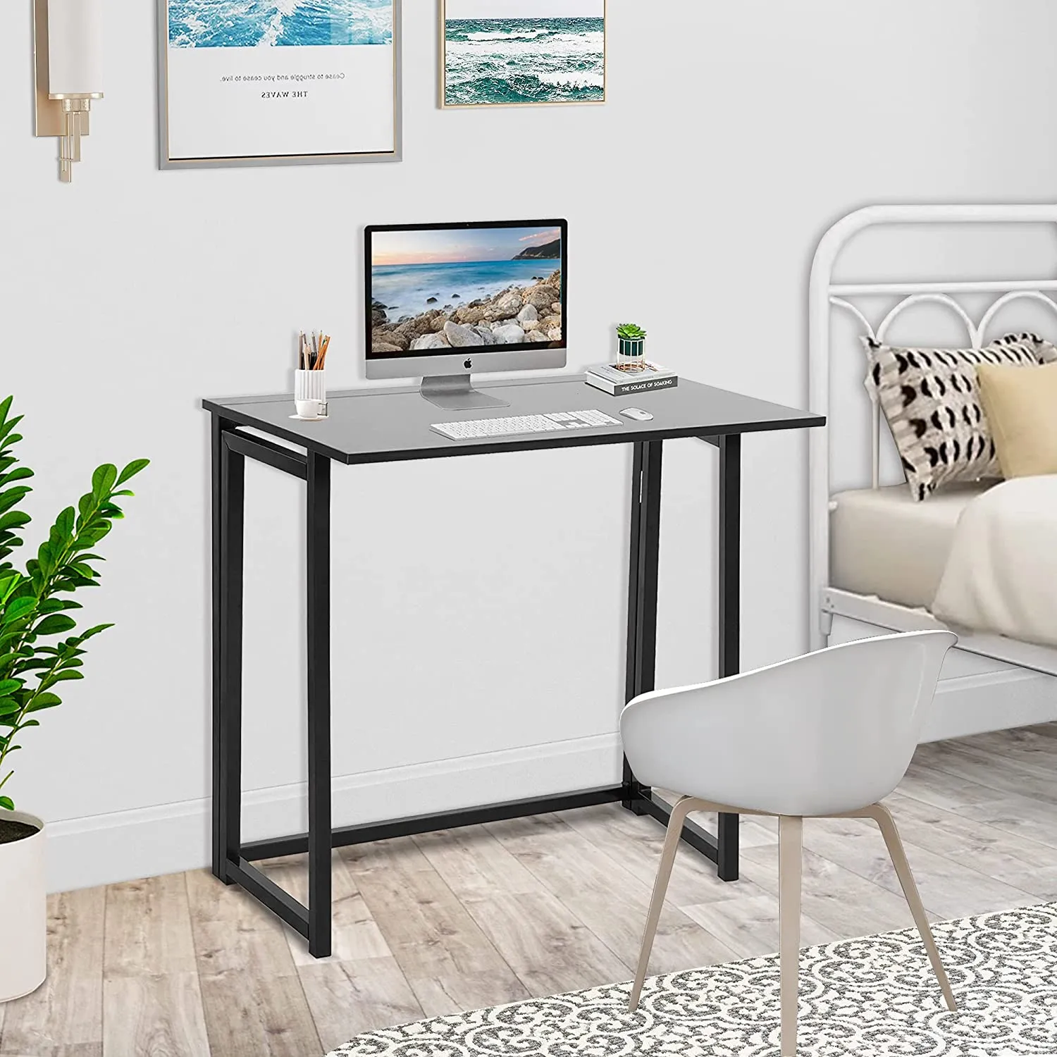 Folding Desk No-Assembly Small Computer Table Sturdy for Home Office Work