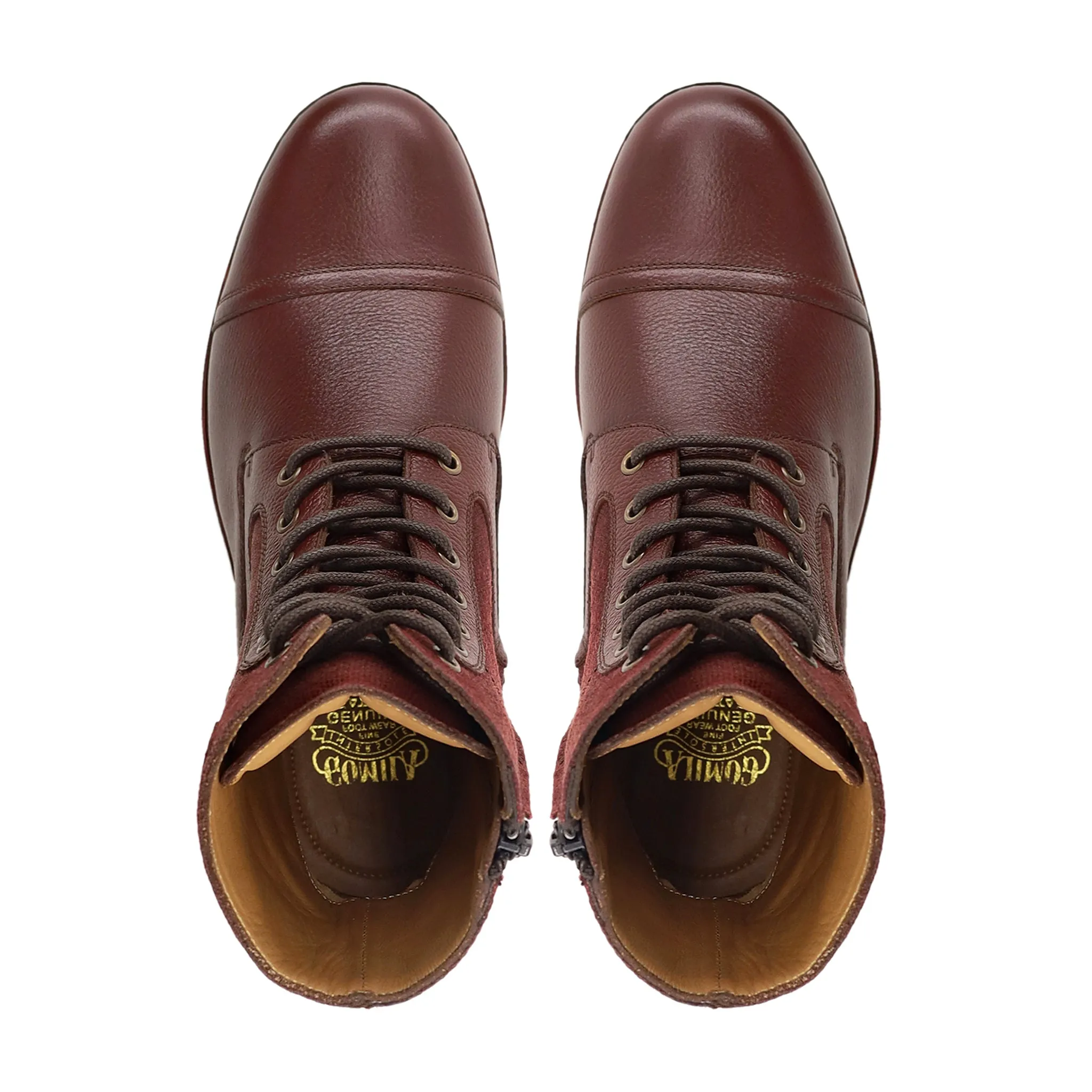 Gabriel - Men's Oxblood Pebble Grain Leather and Tweed Boot