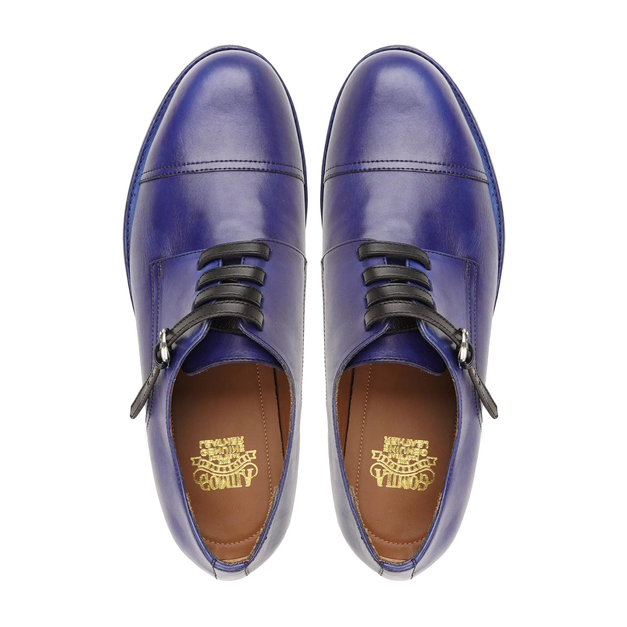 Gibsol - Men's Dark Blue Calf Leather Derby Shoe