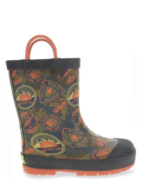 Kids Adventure Patch Rain Boot - Olive