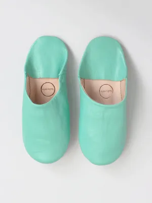 Moroccan Babouche Basic Slippers, Duck Egg