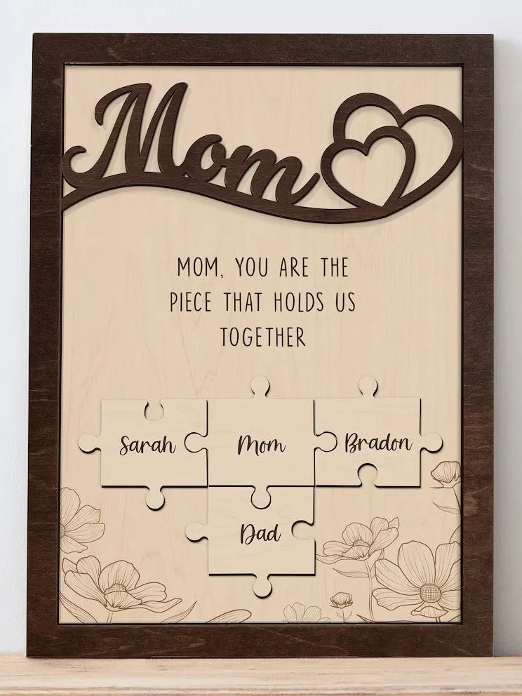 Personalized Mom Kids Names Puzzle Sign, Unique gifts for mom, Gifts for mothers MS03