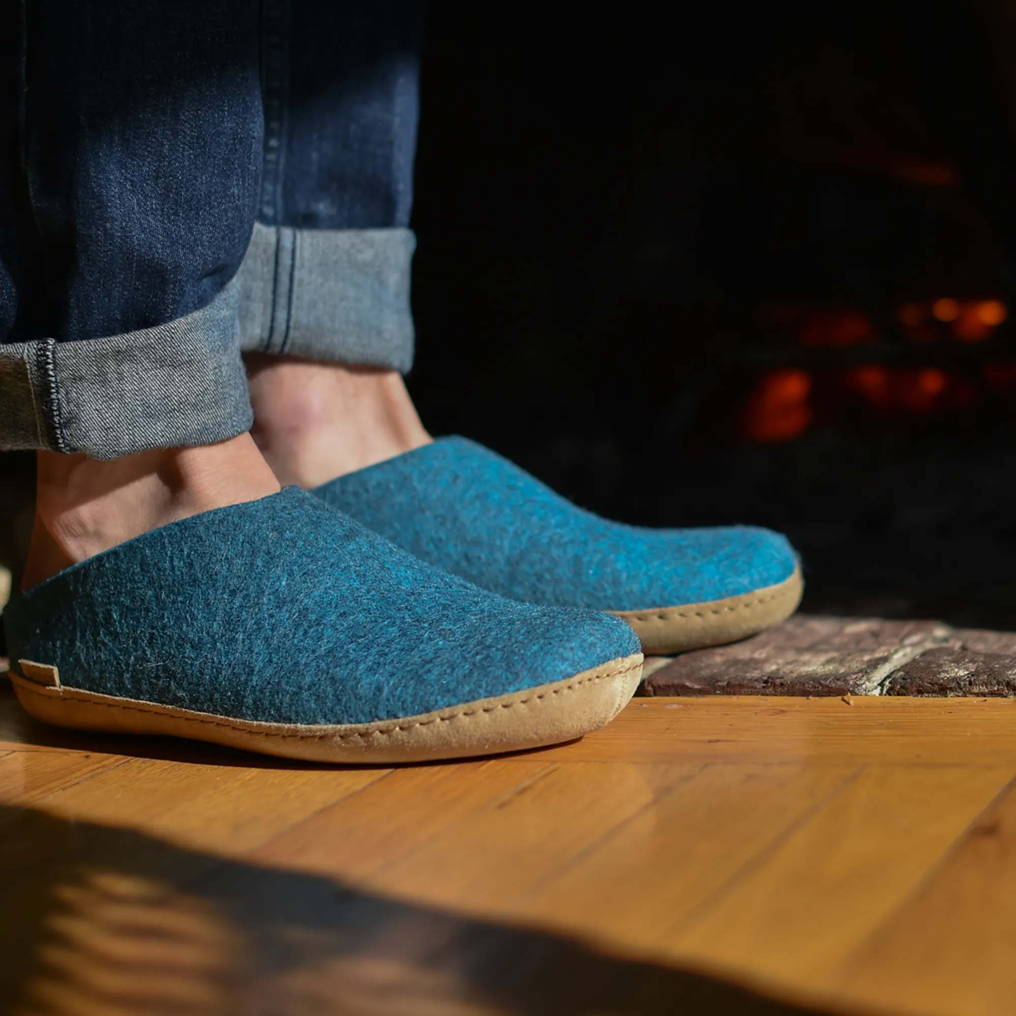 Slip-on with leather sole - Petrol