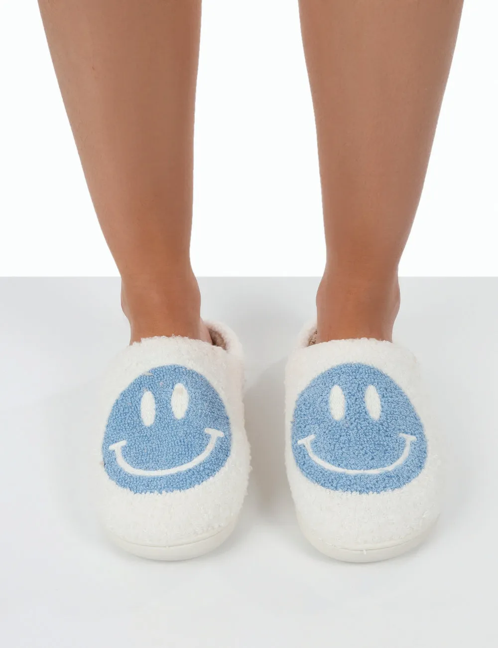 Smile Blue Printed Smiley Face Slippers