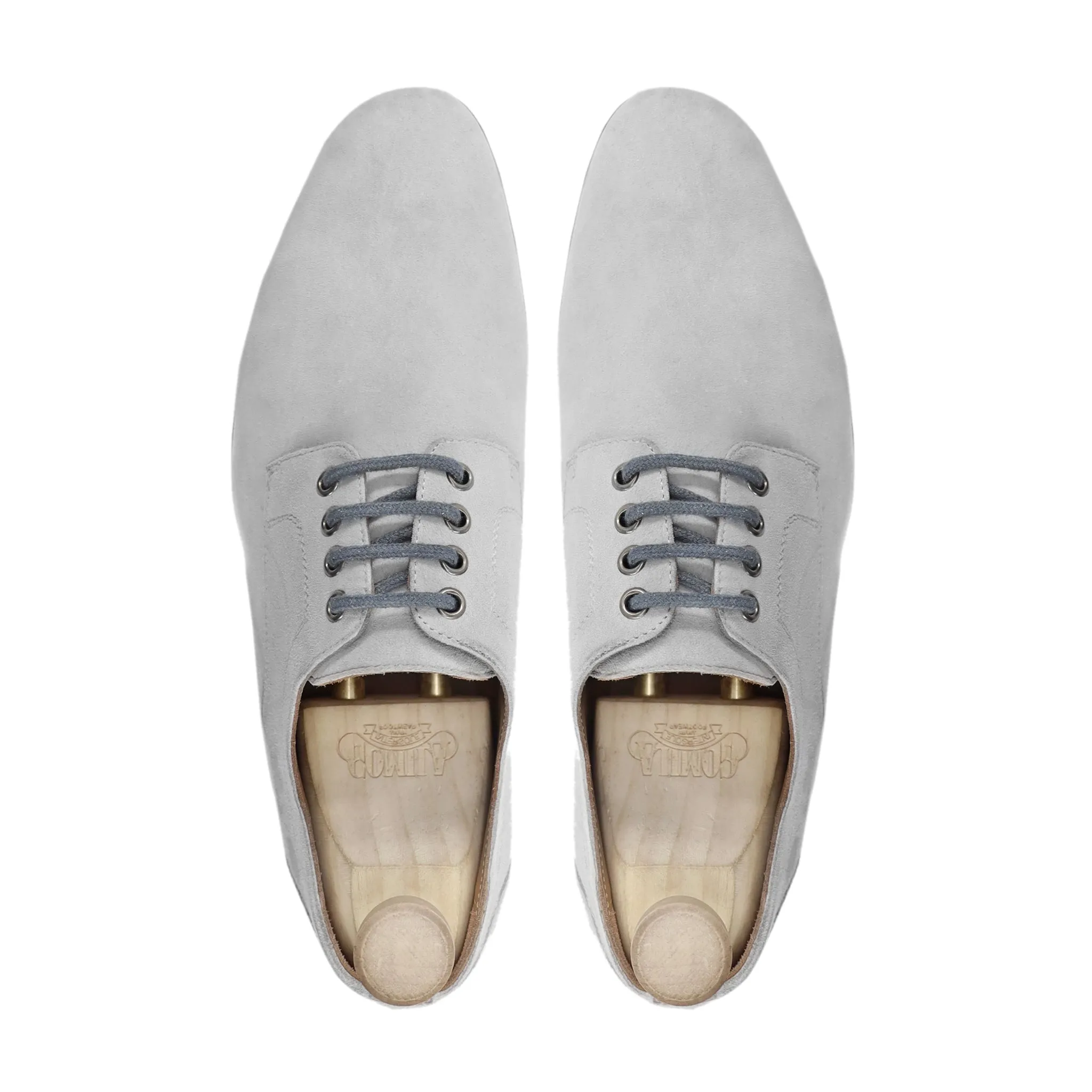 Soichiro - Men's White Kid Suede Derby Shoe