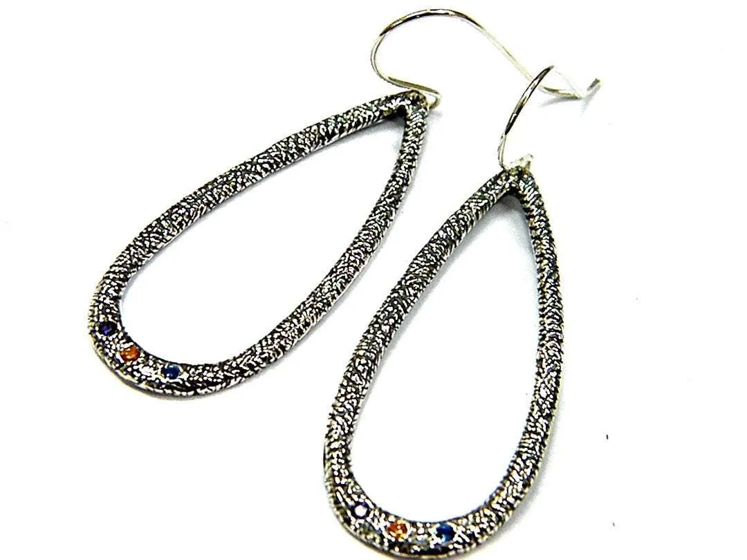 Sterling Silver Dangle Earrings for Woman.  sterling silver jewelry ,  dangling earrings with zircons Dangling Earrings