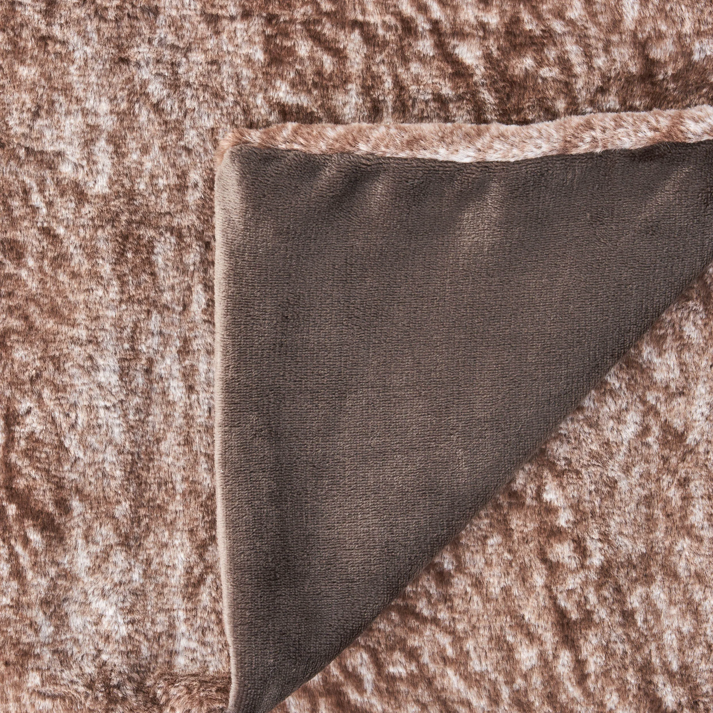 Tammy Faux Fur Throw Blanket, Light Brown