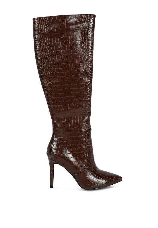 TEEK - Indulgent High Heel Croc Calf Boots