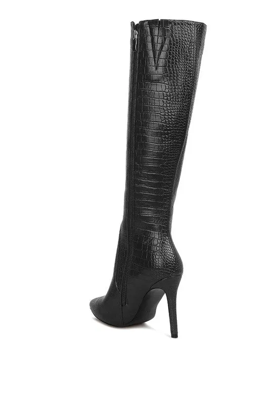 TEEK - Indulgent High Heel Croc Calf Boots