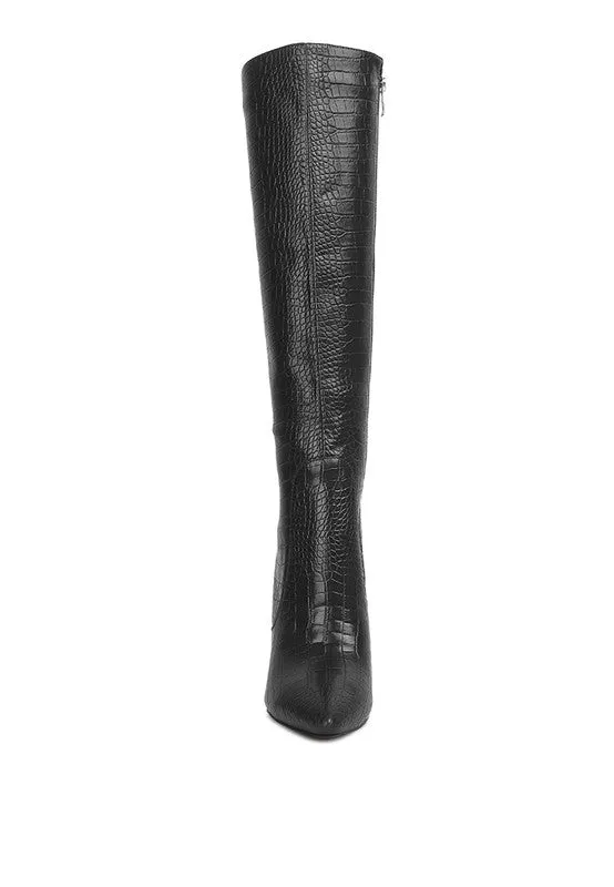 TEEK - Indulgent High Heel Croc Calf Boots