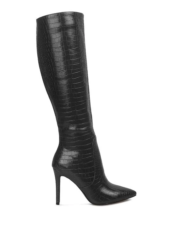 TEEK - Indulgent High Heel Croc Calf Boots