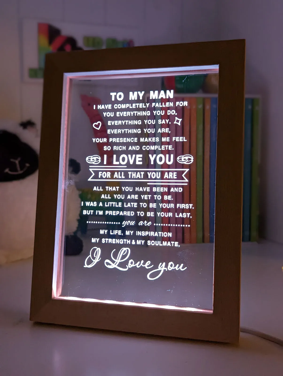 To My Man I Love You Motivational Quote 3D LED Night Light