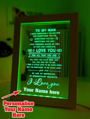 To My Man I Love You Motivational Quote 3D LED Night Light