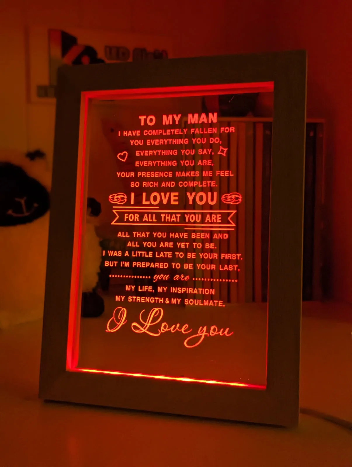 To My Man I Love You Motivational Quote 3D LED Night Light