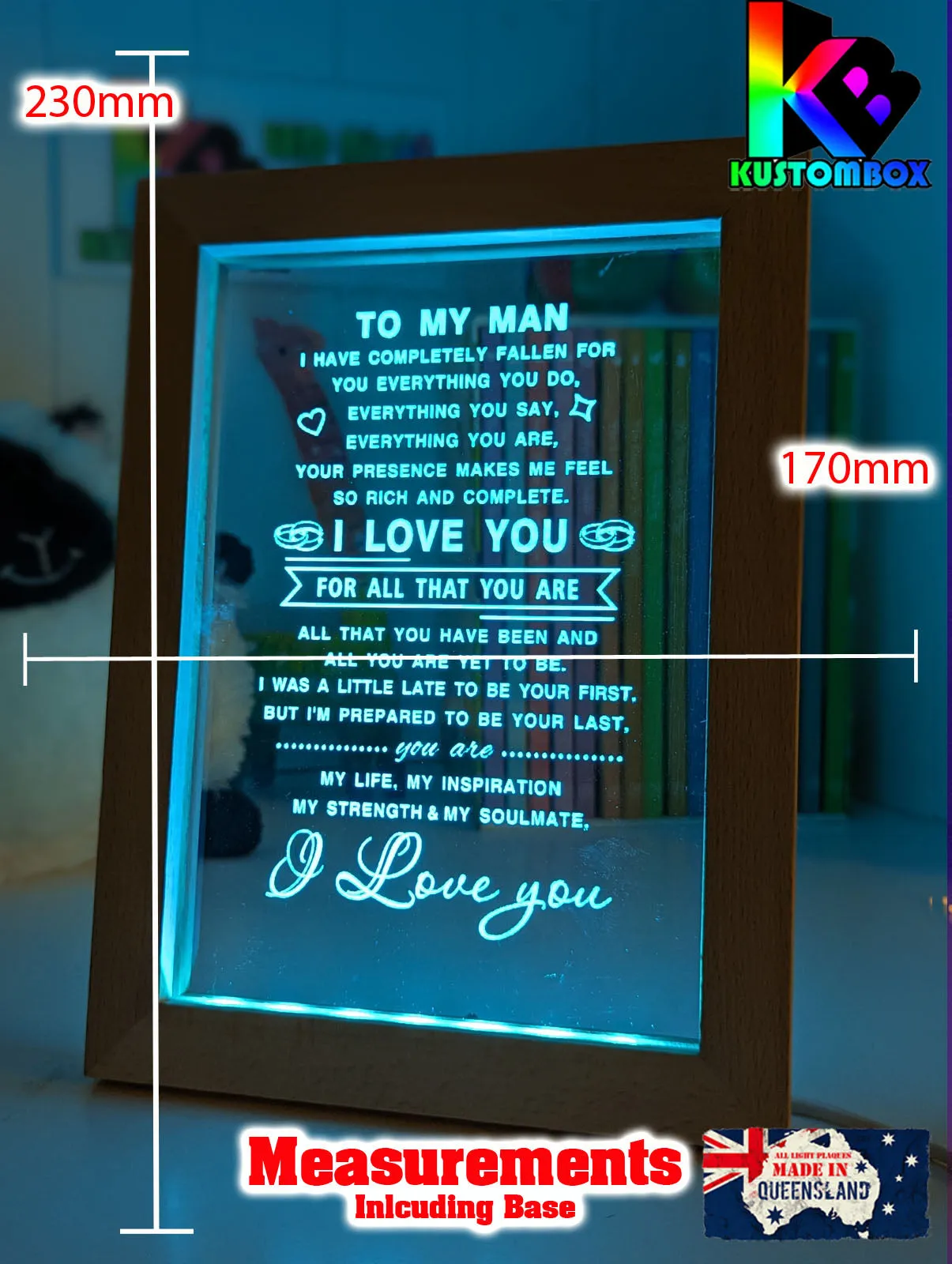 To My Man I Love You Motivational Quote 3D LED Night Light