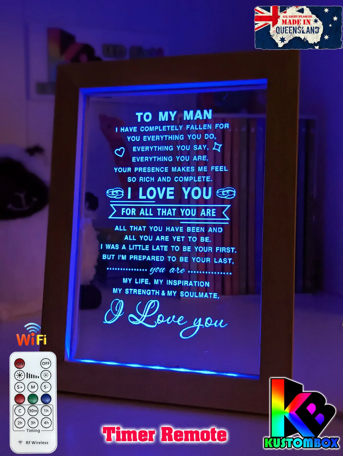 To My Man I Love You Motivational Quote 3D LED Night Light