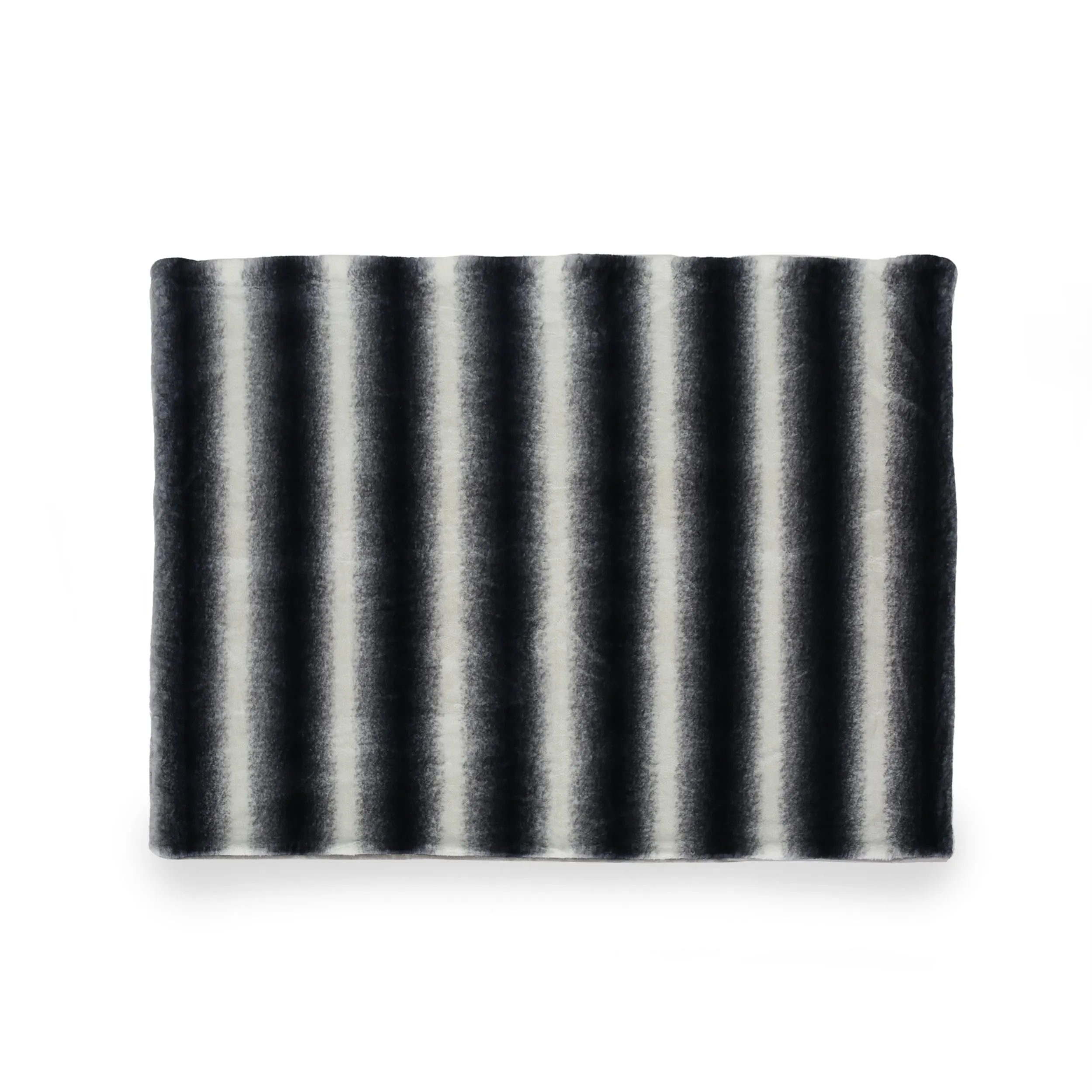 Tuscan Faux Fur Throw Blanket, Black with White Stripes