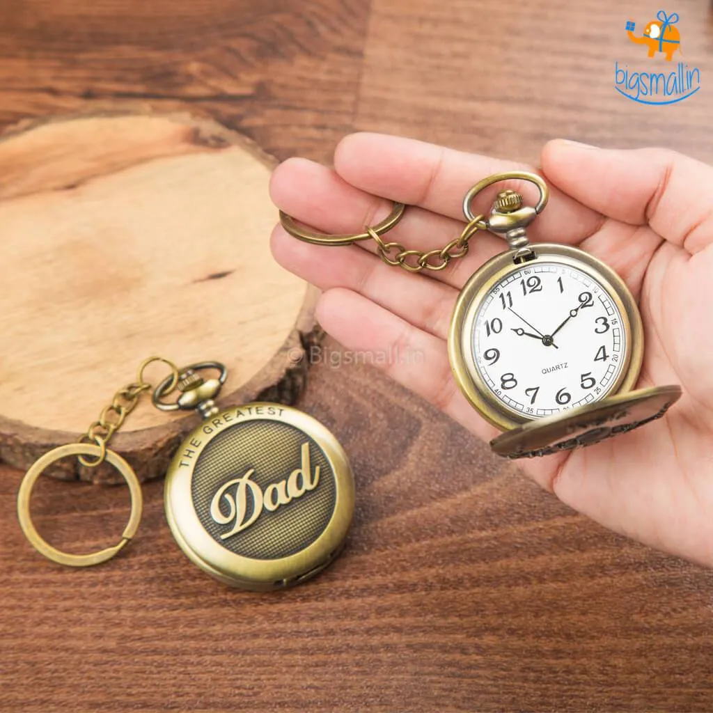 Vintage Dad Pocket Watch Keychain