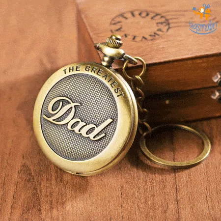 Vintage Dad Pocket Watch Keychain