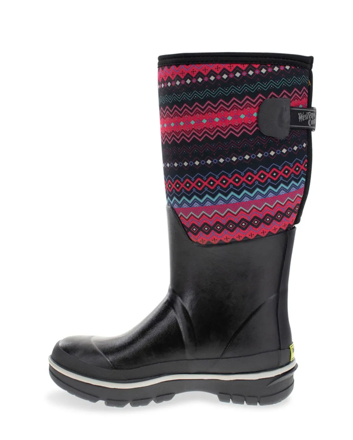 Women's Fair Isle Wide Calf Neoprene Cold Weather Boot - Black