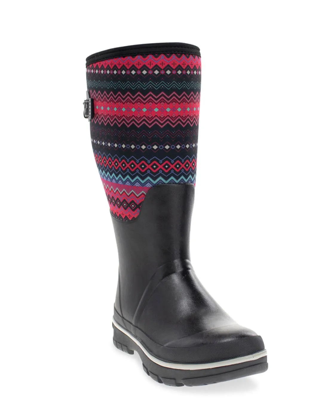 Women's Fair Isle Wide Calf Neoprene Cold Weather Boot - Black